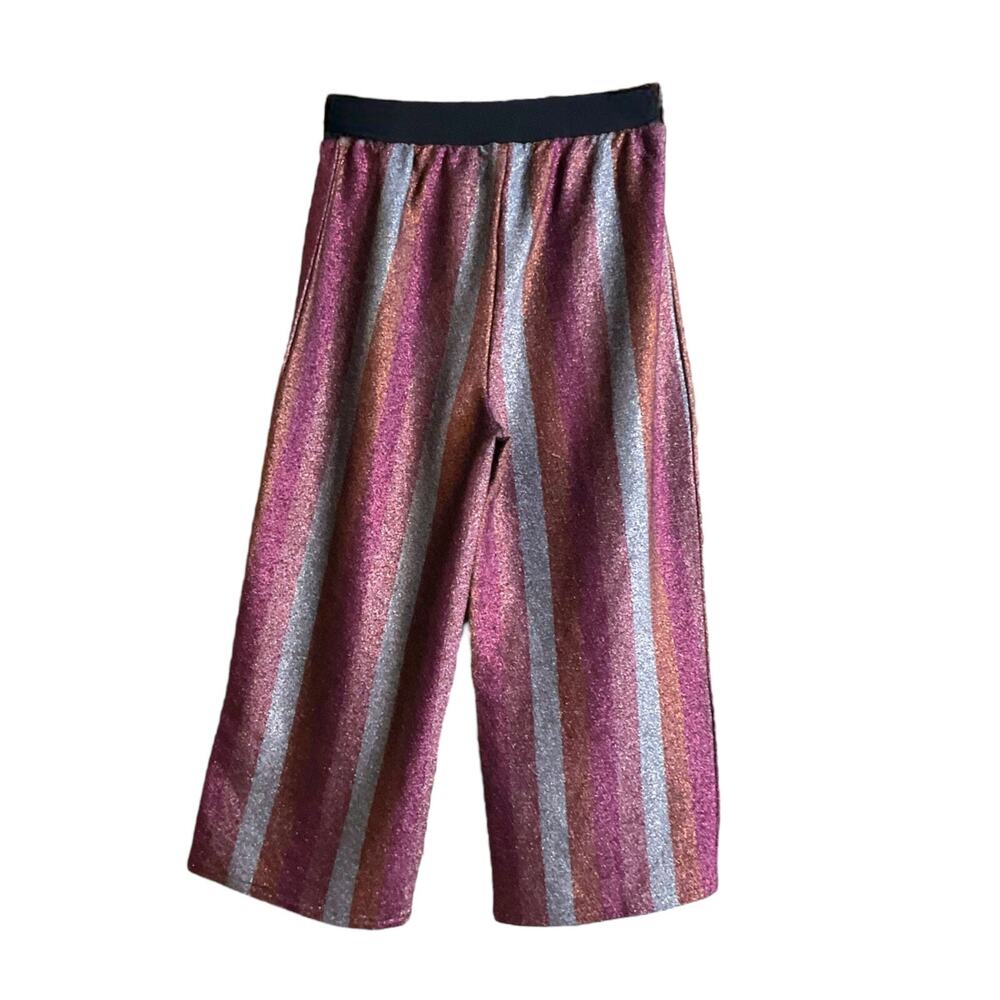 ASOS Metallic Stripe Wide Leg Pants Womens 6 Y2K Disco Glitter‎ Culotte Festival - Picture 10 of 13